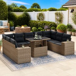 Detailed Specifications for Grey Outdoor Sofa Set - 10 Pieces