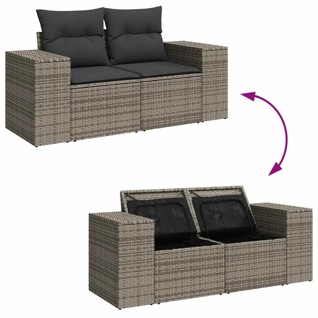 Garden Sofa Set 10 Piece Outdoor Furniture Grey Poly Rattan Modular Patio