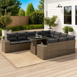 11-Piece Grey Modular Garden Sofa Set Specifications