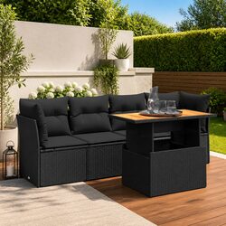 5 Piece Outdoor Sofa Set - Black Rattan Specifications