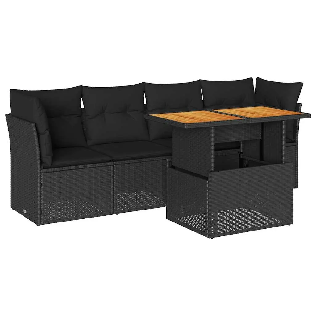 Garden Sofa Set 5 Piece Outdoor Furniture Patio Lounge Black Rattan with