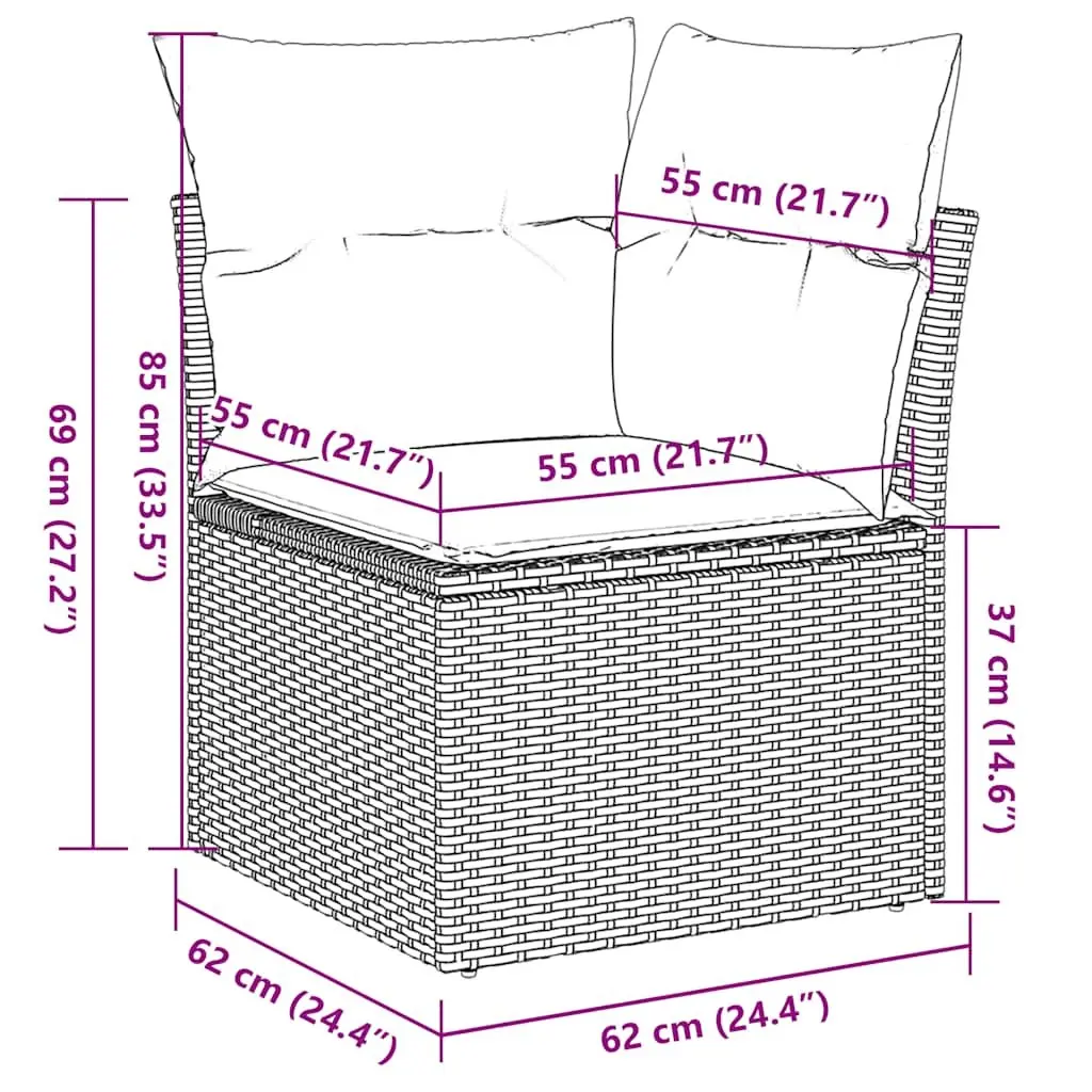 Garden Sofa Set Outdoor Patio Furniture 6 Piece Black Poly Rattan