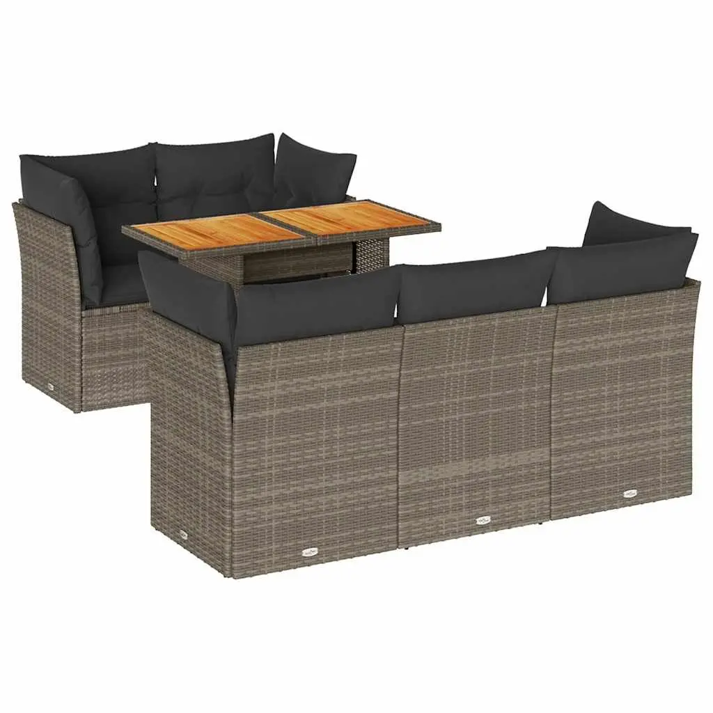 6-Piece Modular Grey Poly Rattan Sofa Set
