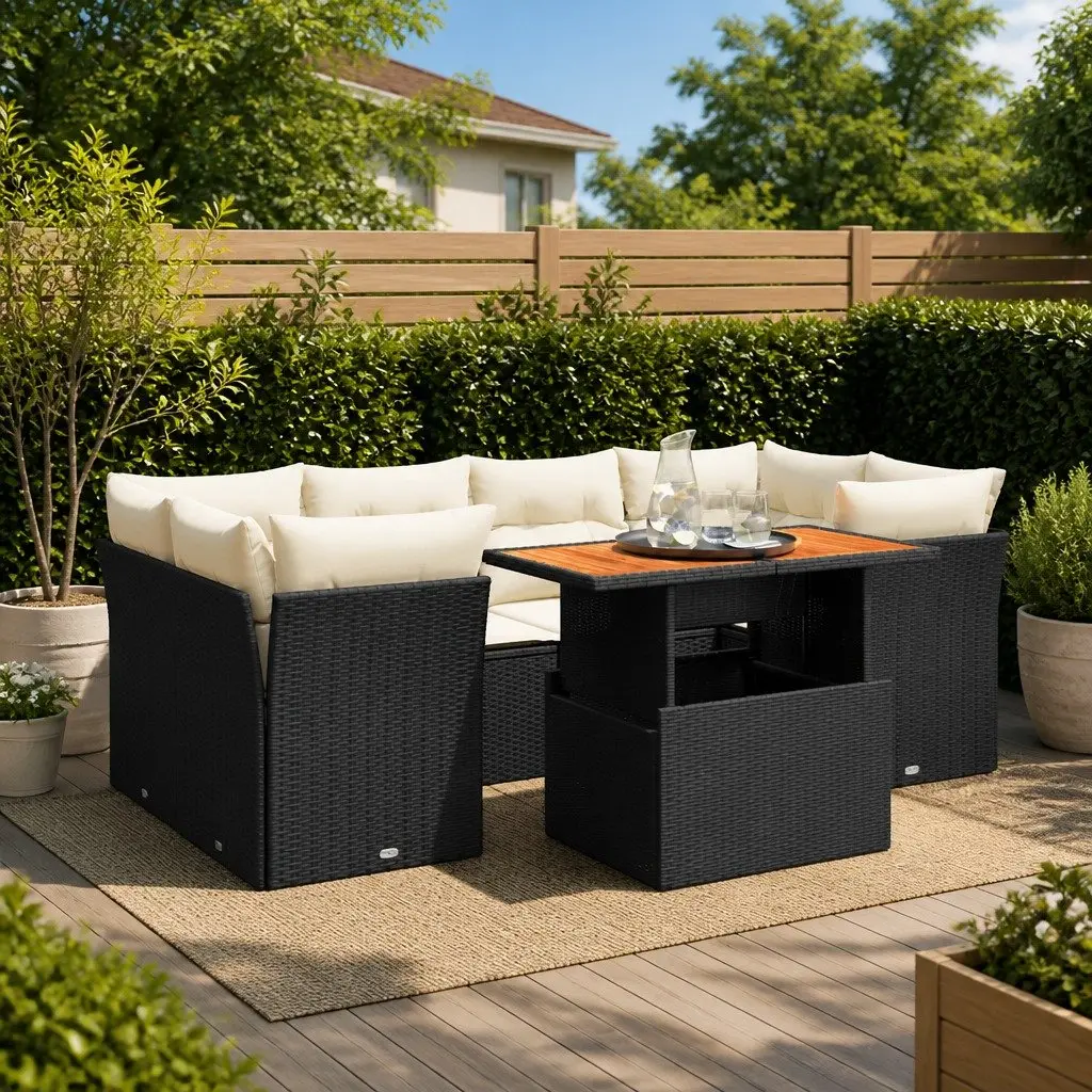7-Piece Garden Sofa Set with Adjustable Table