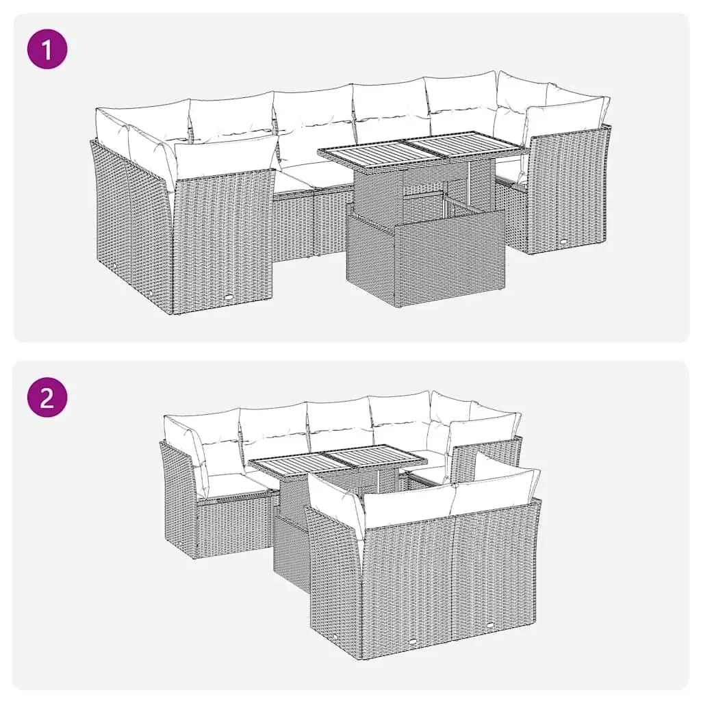 8 Piece Outdoor Black Rattan Sofa Set