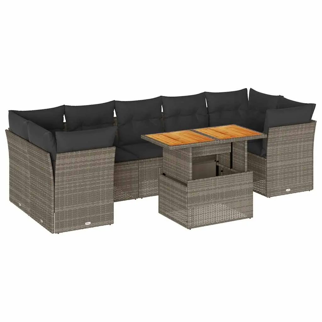 Garden Sofa Set Outdoor Furniture 8 Piece Grey Poly Rattan Modular Patio Seating
