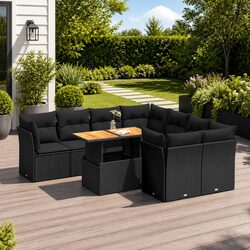 9 Piece Black Garden Sofa Set: Specs and Features Overview