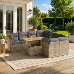 Specifications of 9 Piece Beige Garden Sofa Set with Cushions