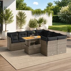 9 Piece Modular Garden Sofa Set with Adjustable Table