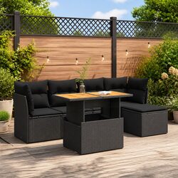 Specifications of the 6-Piece Black Garden Sofa Set