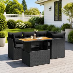5-Piece Modular Outdoor Sofa Set Black Cushions