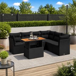 7 Piece Modular Garden Sofa Set with Storage and Table