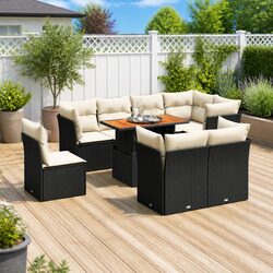 9 Piece Modular Garden Sofa Set with Cushions and Storage