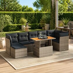 Specifications of 8 Piece Outdoor Sofa Set in Grey Rattan