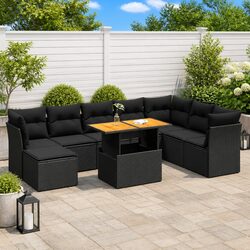 9-Piece Garden Sofa Set with Adjustable Table and Cushions