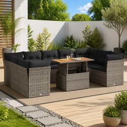 10-Piece Modular Garden Sofa Set with Adjustable Table