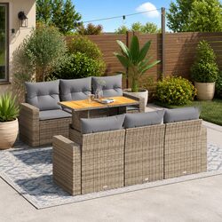 Specifications of 7-Piece Beige Garden Sofa Set