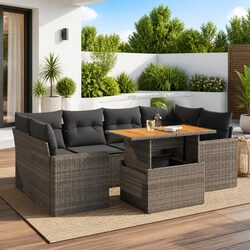 7 Piece Grey Garden Sofa Set Specifications and Features