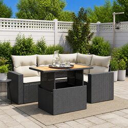 Specifications of 5-Piece Black Rattan Garden Sofa Set