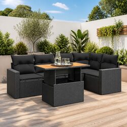 Specifications for 6-Piece Garden Sofa Set in Black Rattan