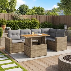 Specifications for 6-Piece Beige Garden Sofa Set