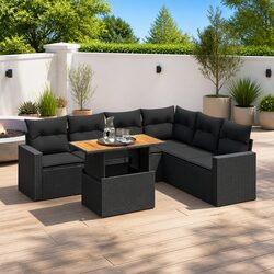 Specifications of the 7-Piece Black Garden Sofa Set