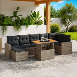 8-Piece Grey Garden Sofa Set with Modular Design