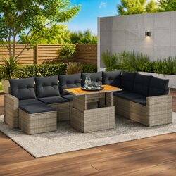 Specifications for 9-Piece Grey Outdoor Sofa Set with Storage