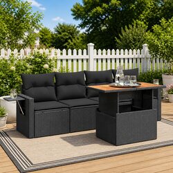 5 Piece Modular Garden Sofa Set with Adjustable Table