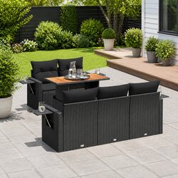 Black Modular Garden Sofa Set: 6-Piece Specifications