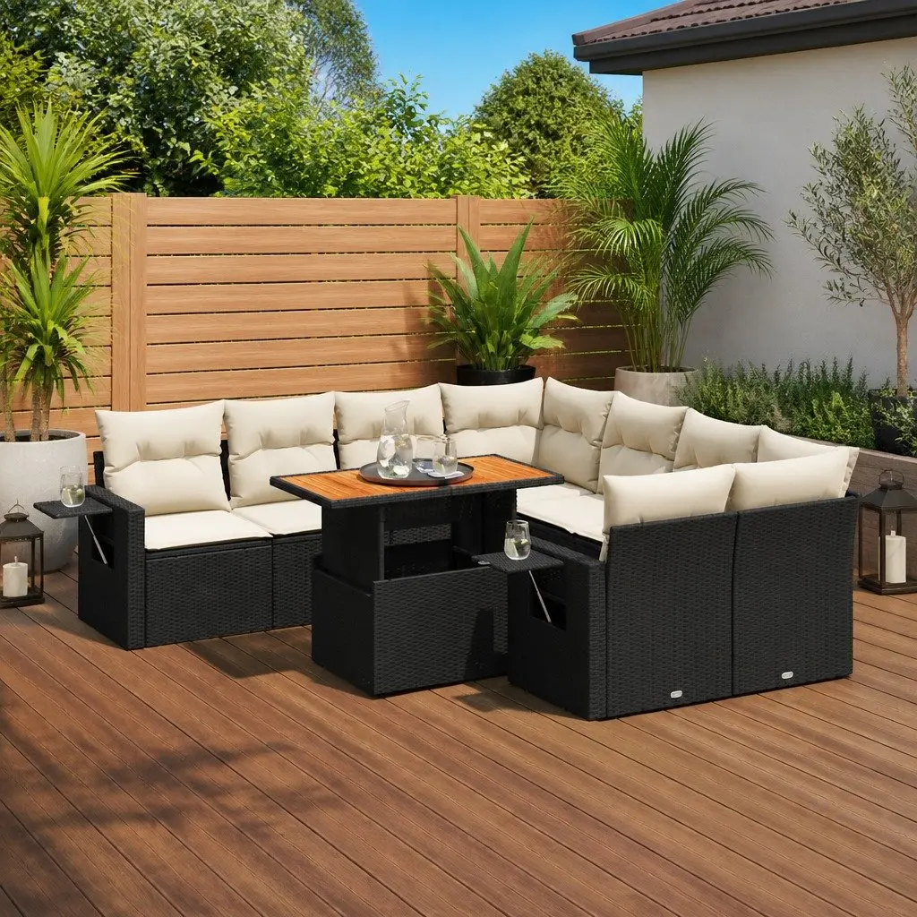 Garden Sofa Set Outdoor Patio Furniture 9 Piece Black