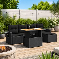 Specifications of 6 Piece Outdoor Sofa Set in Black