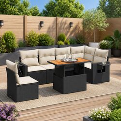 Specifications of 7 Piece Modular Black Rattan Sofa Set