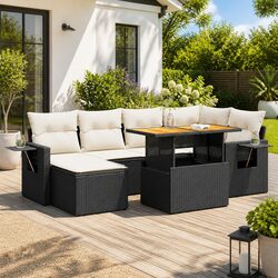7 Piece Black Poly Rattan Garden Sofa Set - Specifications