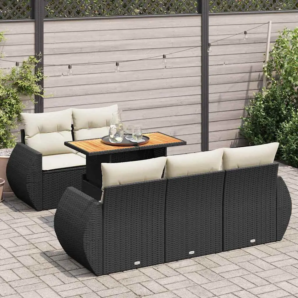6-Piece Black Garden Sofa Set