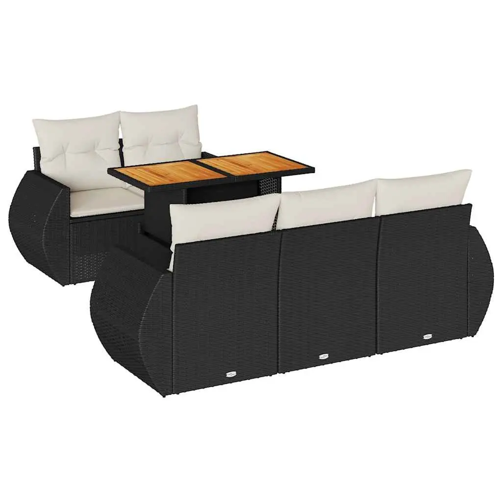 6-Piece Black Garden Sofa Set