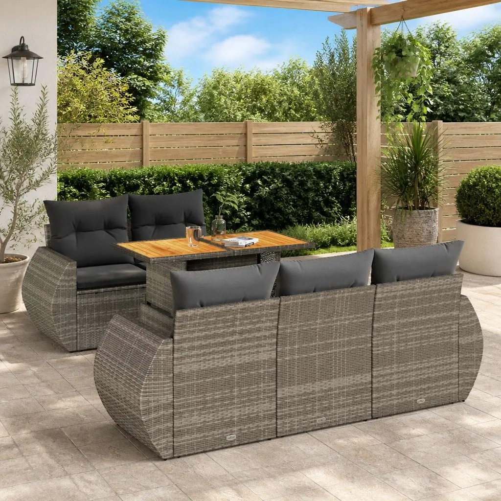 6-Piece Garden Sofa Set with Adjustable Table and Storage