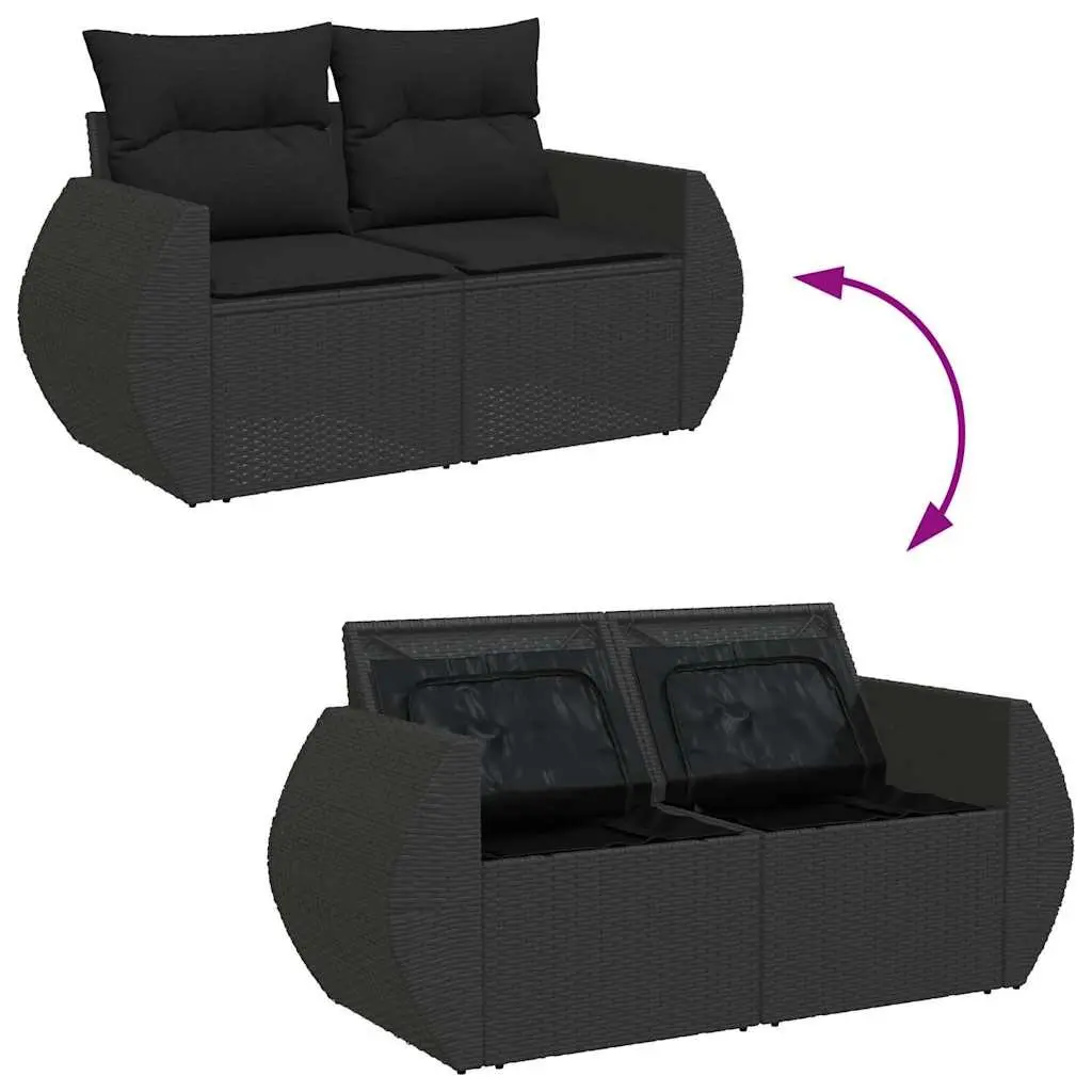 7 Piece Garden Sofa Set for Outdoor Patio Black