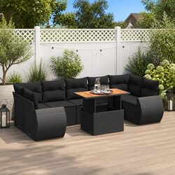 8 Piece Modular Garden Sofa Set Specifications: Black Cushions