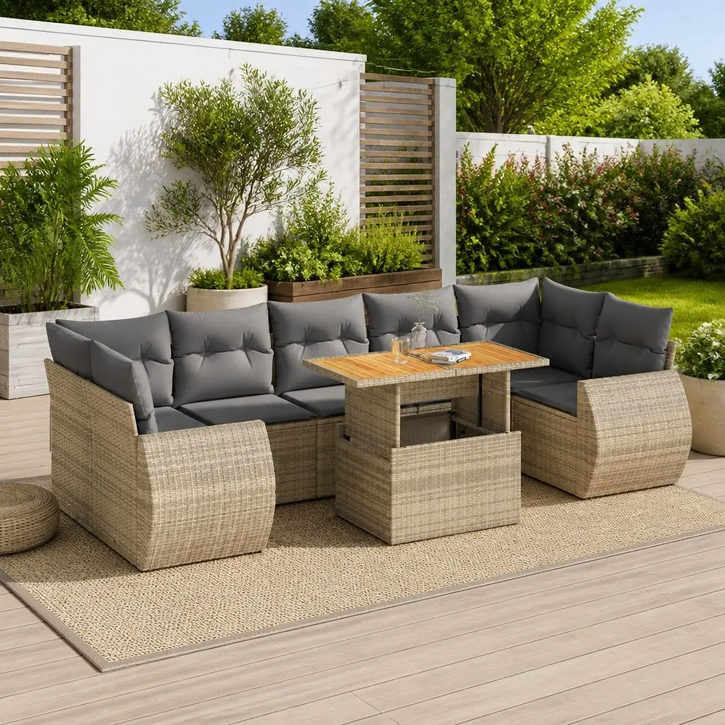 8 Piece Garden Sofa Set with Adjustable Table