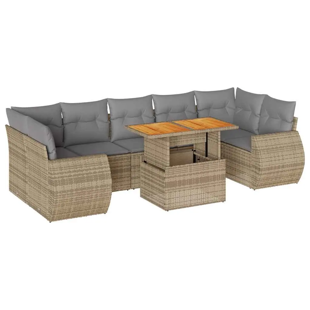 8 Piece Garden Sofa Set with Adjustable Table