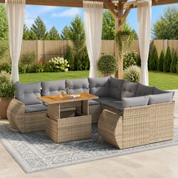9 Piece Modular Garden Sofa Set with Adjustable Table