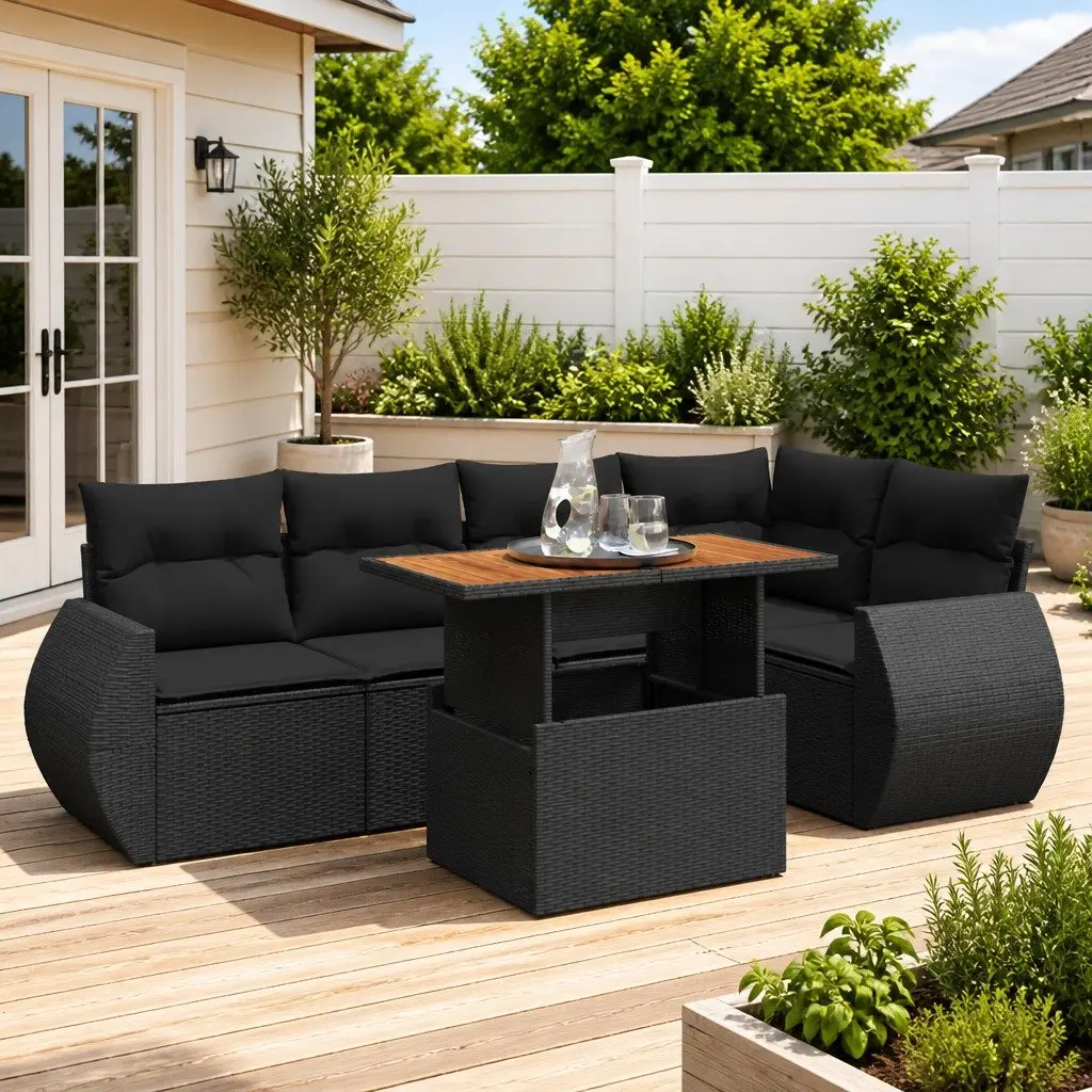 6-Piece Garden Sofa Set in Black