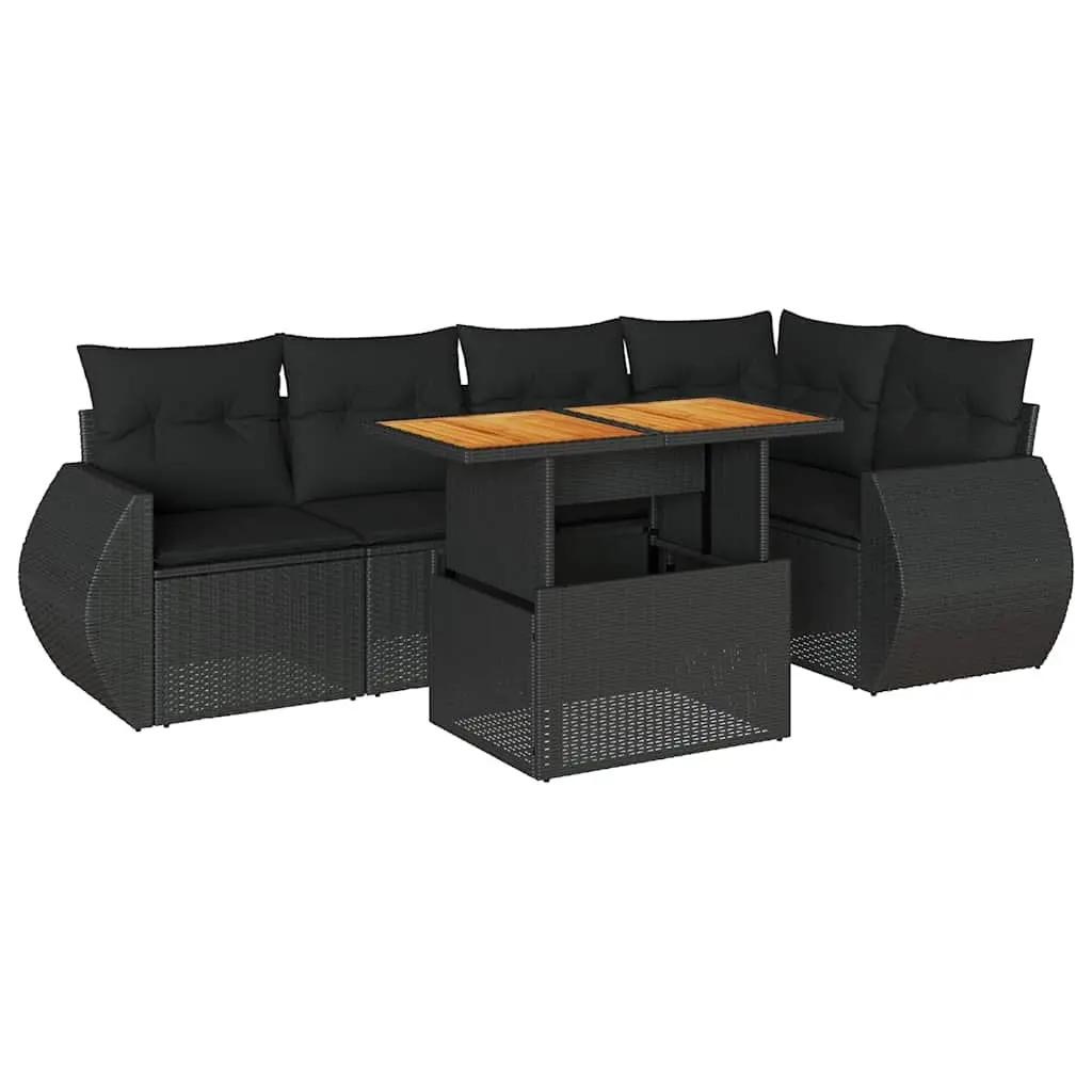 6-Piece Garden Sofa Set in Black