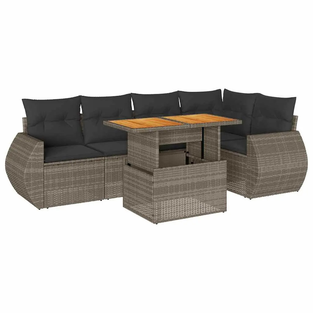 6-Piece Grey Garden Sofa Set