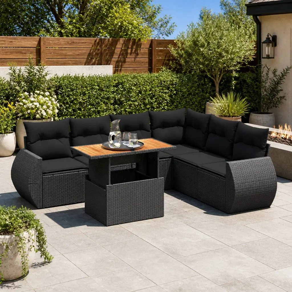 7-Piece Modular Garden Sofa Set with Adjustable Table