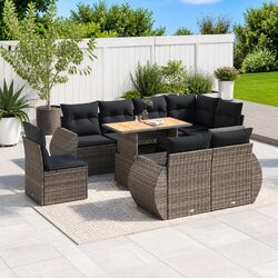 9 Piece Garden Sofa Set - Grey Poly Rattan Details