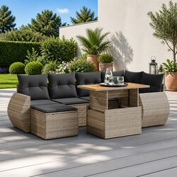 Factual Overview: 7 Piece Grey Garden Sofa Set