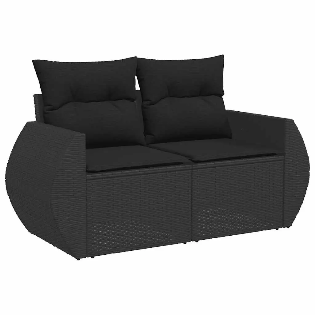 8-Piece Black Poly Rattan Sofa Set