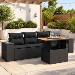 Garden Sofa Set 5 Piece Black Poly Rattan Specifications